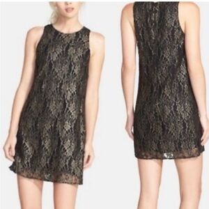 ASTR Elegant Black Lace Shift Dress